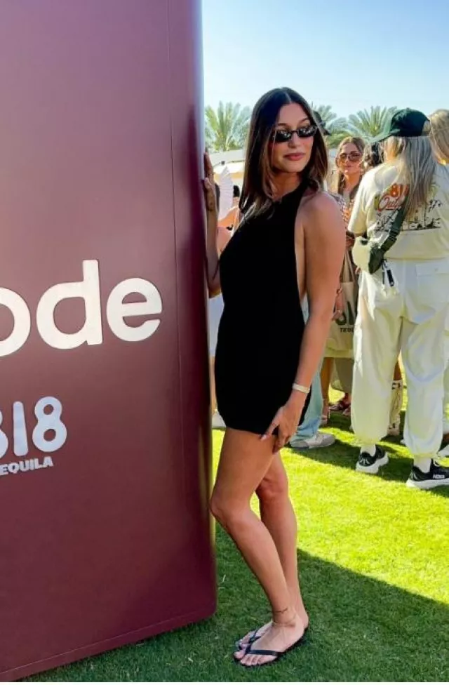 Kookai Roberta Mini Dress worn by Hailey Bieber at Coachella on April 11, 2025