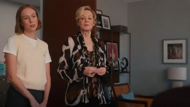 Denifery Rhinestone Rectangle Dangle Earrings worn by Deborah Vance (Jean Smart) as seen in Hacks (S04E03)