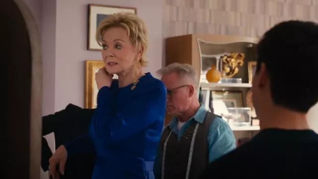 Alex Perry Draped Satin Gown In Blue worn by Deborah Vance (Jean Smart) as seen in Hacks (S04E04)