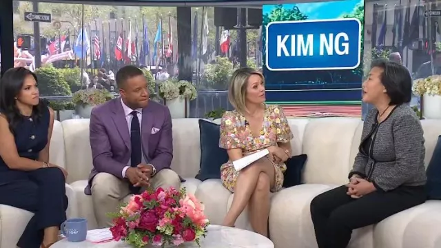Ann Taylor Textured Tweed Zip Front Jacket worn by Kim Ng as seen in Today on April 25, 2025