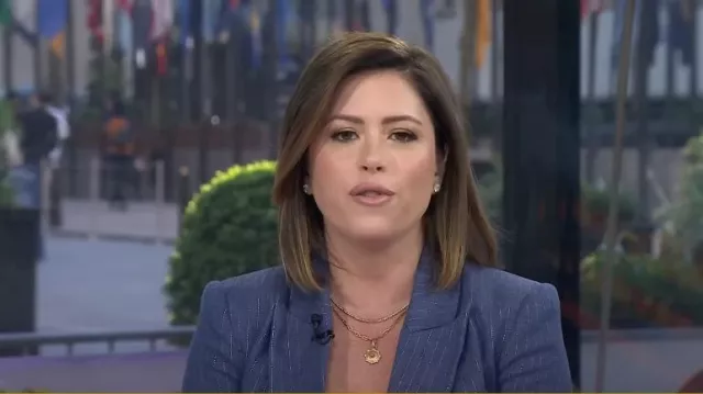L'Agence Kenzie Pinstriped Blazer worn by Chloe Melas as seen in Today on April 28, 2025
