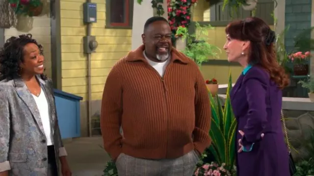 L.L.Bean Signature Pull en coton biologique en piment de la Jamaïque porté par Calvin Butler (Cedric the Entertainer) comme on le voit dans The Neighborhood (S07E18)