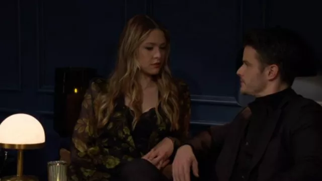 Bardot Lucianna Maxi Wrap Dress in Green Flo worn by Claire Grace (Hayley Erin) as seen in The Young and the Restless on April 11, 2025