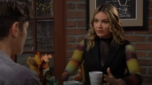 Topshop Tie Dye Long Sleeve Mesh Minidress worn by Tessa Porter (Cait Fairbanks) as seen in The Young and the Restless on April 21, 2025