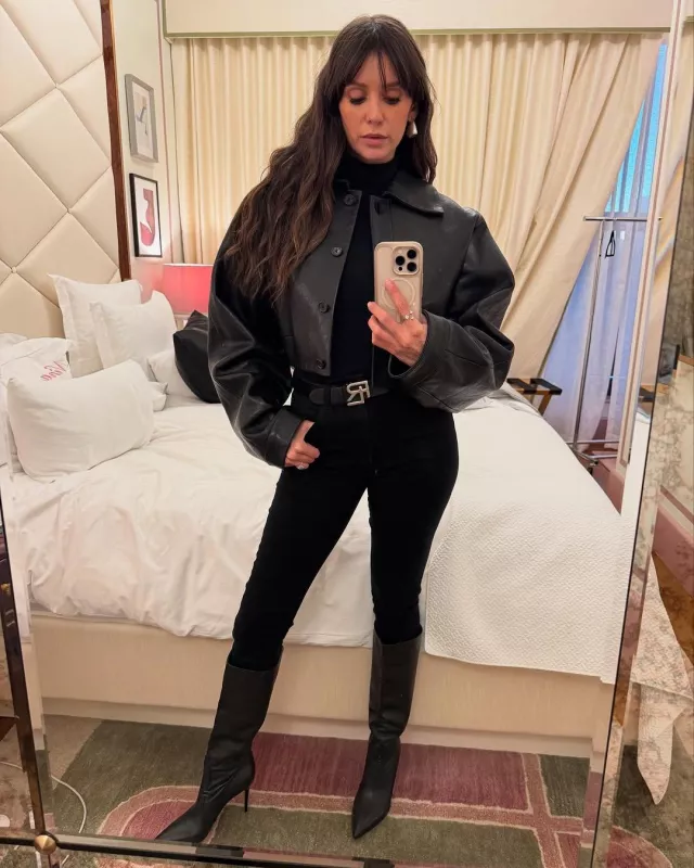 Commando Neoprene Turtleneck Bodysuit worn by Nina Dobrev on her  Instagram on April 23, 2025