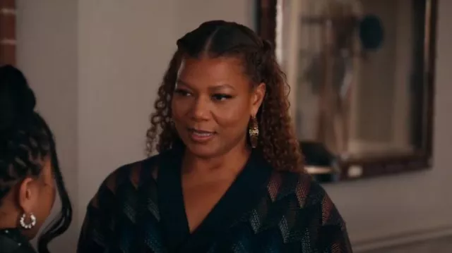 Versace Logo Hoop Earrings worn by Robyn McCall (Queen Latifah) as seen in The Equalizer (S05E17)