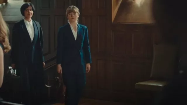 Sandro Paris Striped Double-Breasted Blazer worn by Emily Wright (Ruby Ashbourne Serkis) as seen in I, Jack Wright (S01E05)