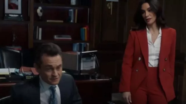 Theory Tenia Luxe Cotton Shirt worn by Samantha Maroun (Odelya Halevi) as seen in Law & Order (S24E20)