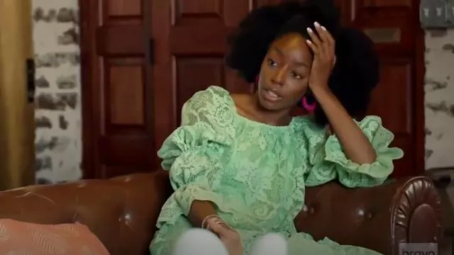 Loeffler Randall Green Floral Lace Tiered Maxi Dress worn by Venita Aspen as seen in Southern Charm (S10E15)