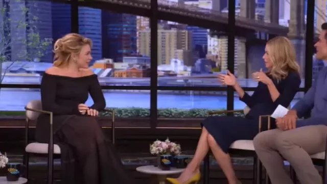 Altuzarra Polly Metallic Dress worn by Florence Pugh as seen in LIVE with Kelly and Mark on May 2, 2025