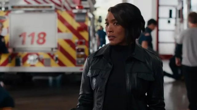 Zadig & Voltaire Liam Leather Button-Up Jacket worn by Athena Grant (Angela Bassett) as seen in 9-1-1 (S08E16)