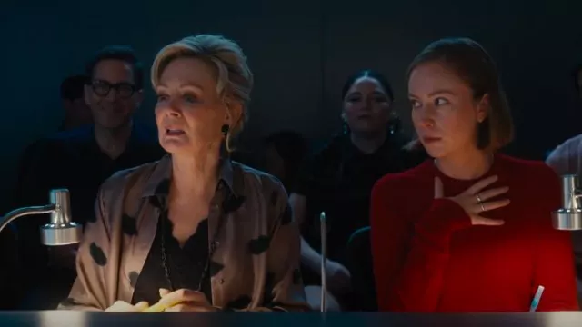 Stella McCartney Lips-Print Shirt worn by Deborah Vance (Jean Smart) as seen in Hacks (S04E05)