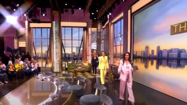 Sergio Hudson Pinstripe Wide Leg Wool Pants worn by Sunny Hostin as seen in The View on May 8, 2025