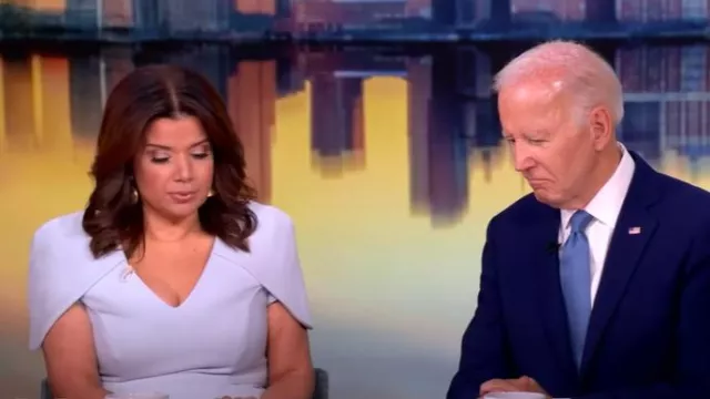 Safiyaa Fluted Crepe Midi Dress worn by Ana Navarro as seen in The View on May 8, 2025