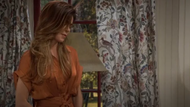 Steve Madden Tori Midi Dress in Mocha Bisque worn by Victoria Newman ( Amelia Heinle) as seen in The Young and the Restless on April 30, 2025