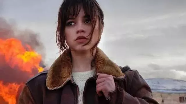 Hurry Up Tomorrow Jenna Ortega Shearling Leather Jacket worn by Anima (Jenna Ortega) in Hurry Up Tomorrow