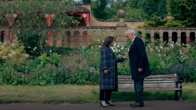 Celtic & Co. Blue Wool Knee Length Coat worn by Emma Barnett (Jill Halfpenny) as seen in The Feud (S01E04)