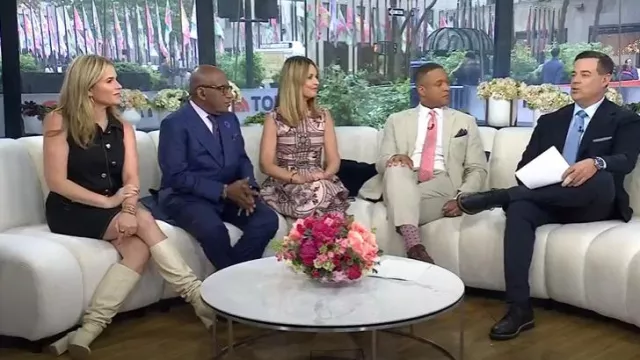 Sandro Melodie Mini Shift Dress in Black worn by Jenna Bush Hager as seen in Today on May 15, 2025