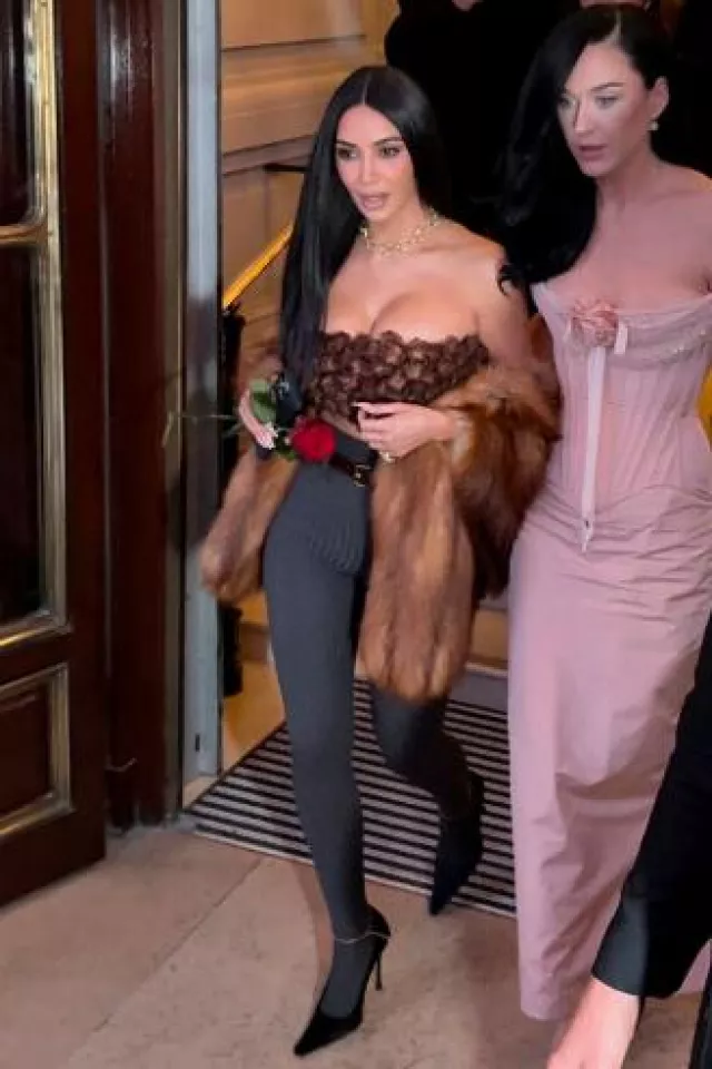Prada Spring 2025 Embroidered Organza Bandeau Top worn by Kim Kardashian in West Paris on May 15, 2025