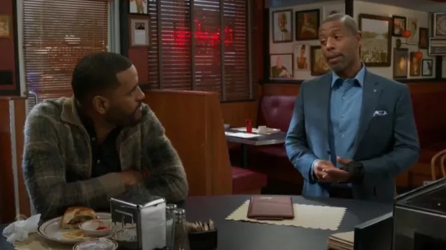 All Saints Robbie Cardigan worn by  Andre Richardson(Sean Freeman) as seen in Beyond the Gates (S01E41)
