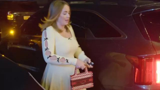 Christian Dior Red Mini Book Tote worn by Whitney Leavitt as seen in The Secret Lives of Mormon Wives (S02E04)