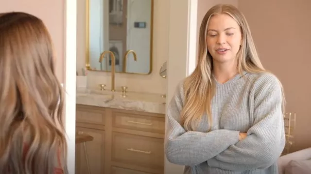 Milkstain Grey Ribbed Knit Hoodie worn by Mayci Neeley as seen in The Secret Lives of Mormon Wives (S02E09)
