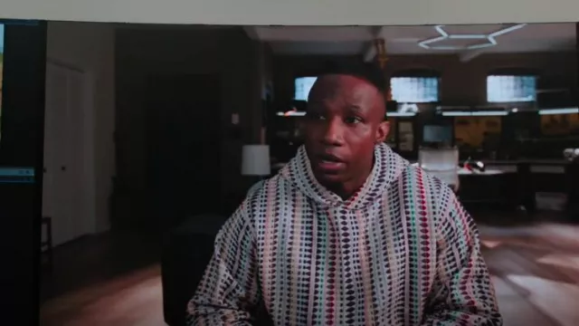 Pleasures Stitch Poncho Hoodie worn by Zeke Wallace (Arlen Escarpeta) as seen in Found (S02E21)