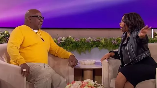 Blouson motard effet cuir Mango porté par Jennifer Hudson tel qu’on le voit dans The Jennifer Hudson Show le 18 mai 2025
