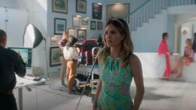 Lilly Pulitzer Coconut Jungle Mila Shift Sheath Dress worn by Devon DeWitt (Meghann Fahy) as seen in Sirens (S01E02)