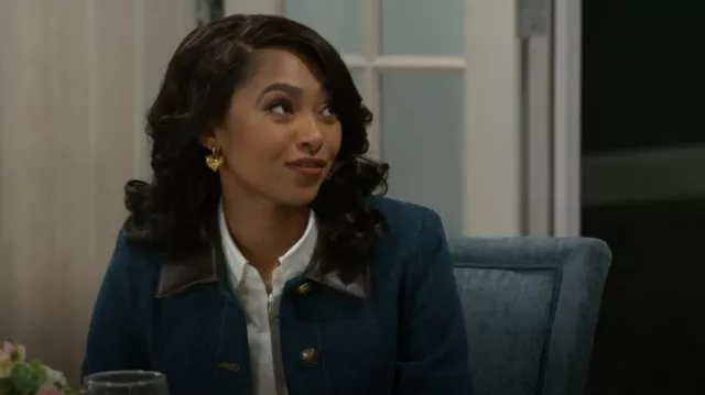 Sandro Denim Jacket with Leather Collar worn by  Kat Richardson(Colby Muhammad) as seen in Beyond the Gates (S01E47)