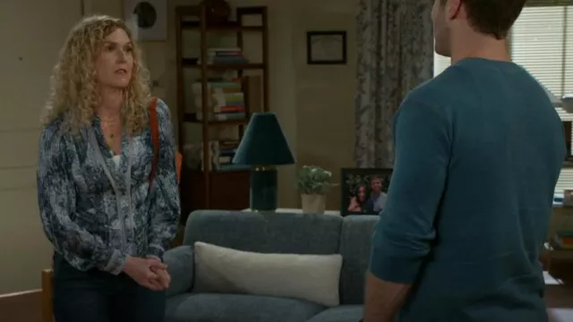 Guess Josette Blouse worn by Jan Morgan (Jerri Tubbs) as seen in Beyond the Gates (S01E54)