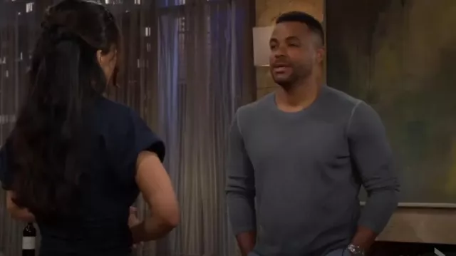 John Varvatos Camden Sweater worn by Nate Hastings ( Sean Dominic) as seen in The Young and the Restless on May 14, 2025