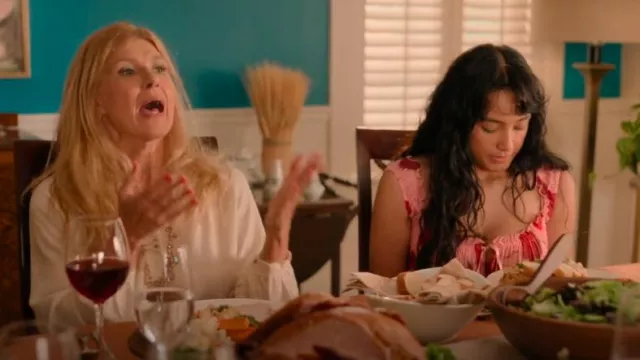 LA Hearts Cherry Mesh Off-The-Shoulder Mini Dress worn by Carmen (Wally Baram) as seen in Overcompensating (S01E07)