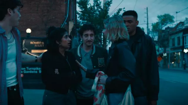Zara Teztured Cropped Jacket worn by Issa (Amita Rao) as seen in Adults (S01E01)
