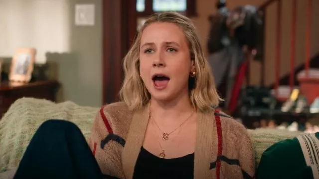Anthropologie Gold Mini Bubble Letter Necklace worn by Billie (Lucy Freyer) as seen in Adults (S01E03)
