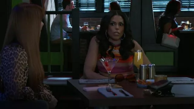 Misho Juicy Sunday Hoops XL worn by Dani Dupree (Karla Cheatham Mosley) as seen in Beyond the Gates (S01E63)