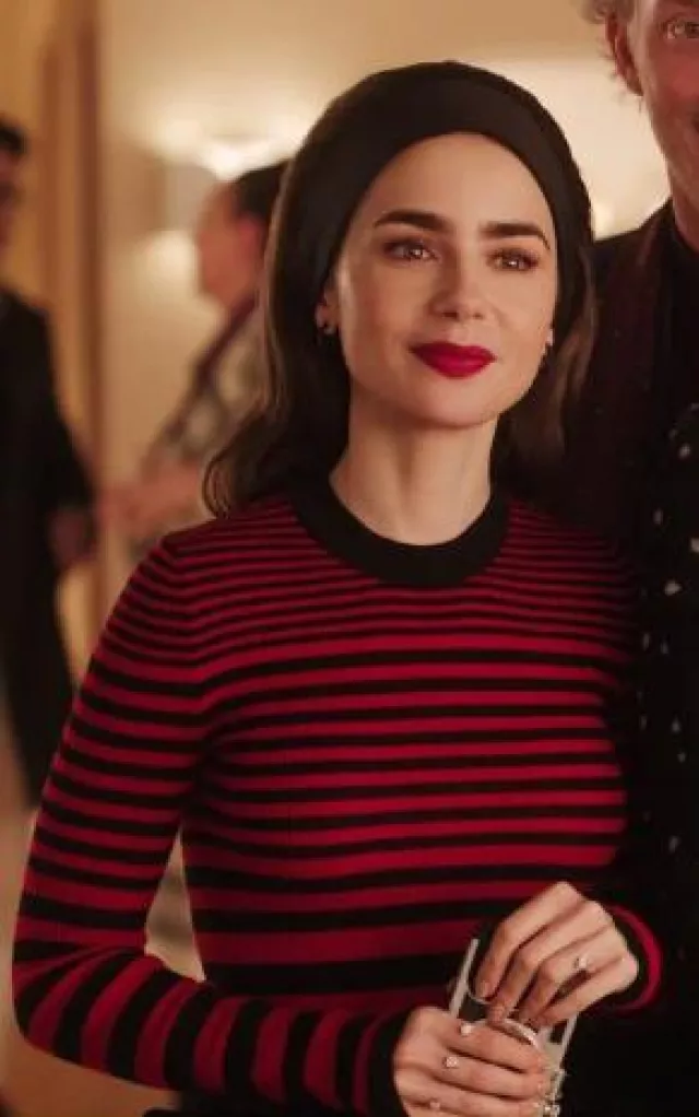 Lelet Annika Headband worn by Lily Collins at Emily in Paris 4.5 Trompe L'oeil on August 15, 2024