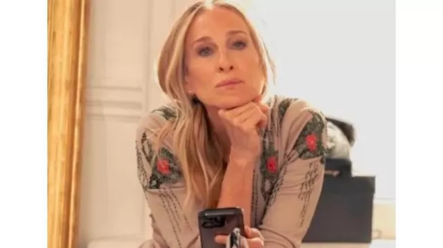 And Just Like That S03 Carrie Bradshaw Beaded Longline Coat of Carrie Bradshaw (Sarah Jessica Parker) in And Just Like That… (S03E02)