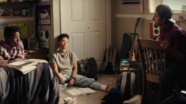 The white Nike Air Force 1 sneakers worn by Jib (Tony Revolori) in the movie Dope