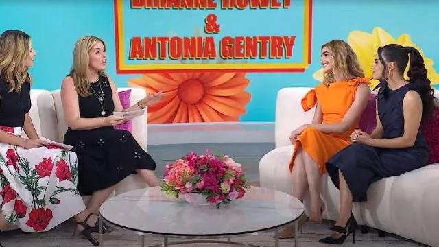 Shushu/Tong Pleated Satin Midi Skirt worn by Antonia Gentry as seen in Today on June 5, 2025