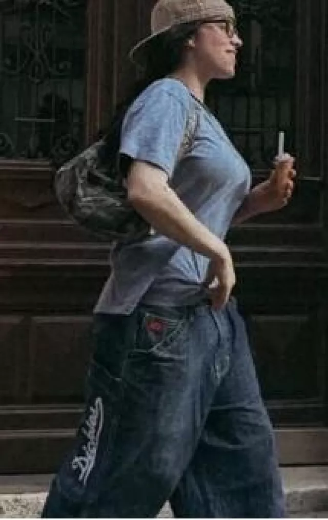 Dickies Vintage Denim Jorts worn by Billie Eilish in Vienna post on June 6, 2025