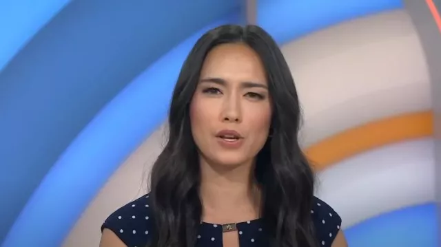 Lauren Ralph Lauren Vestido de punto de lunares usado por Emilie Ikeda como se ve en Hoy el 12 de junio de 2025