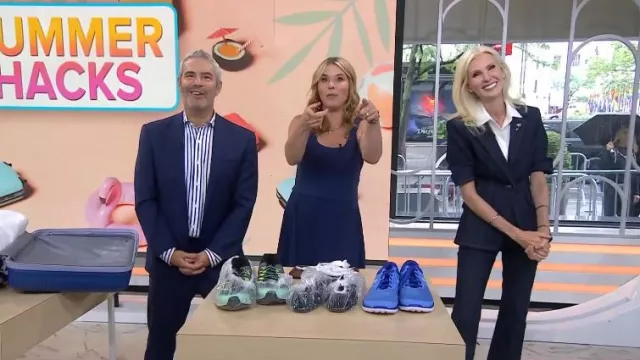 Cinq à Sept Sallie Veste en jean ajustée à manches courtes portée par Lora Mclaughlin Peterson comme on le voit dans Today with Jenna & Friends le 13 juin 2025