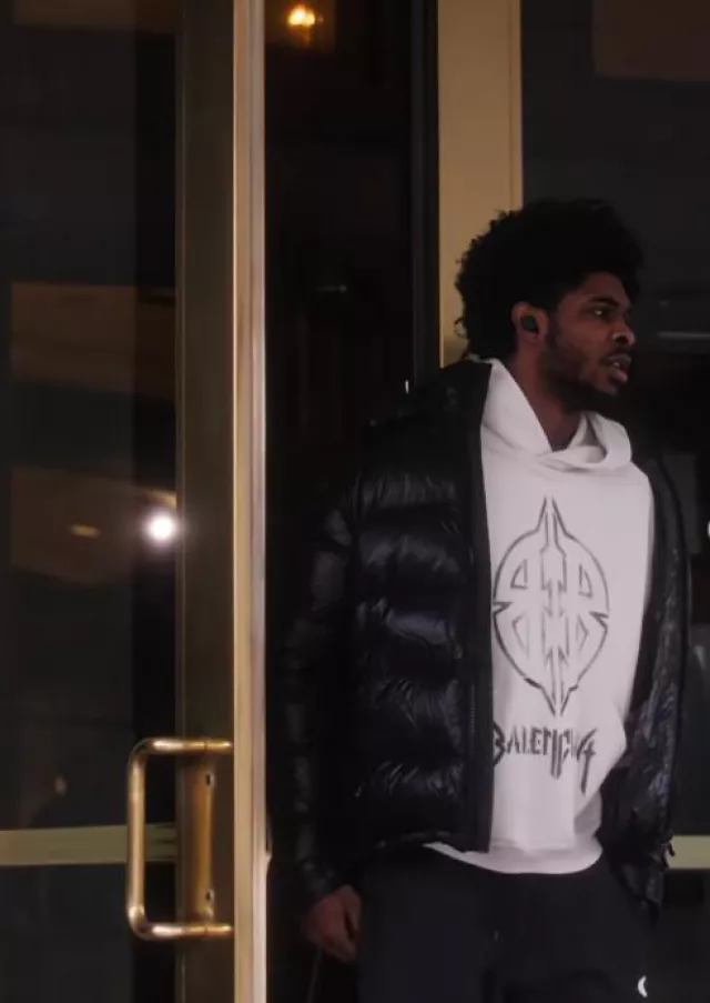 Moncler Black 'Maya' Down Jacket worn by Scoot Henderson on the Instagram account @trailblazers