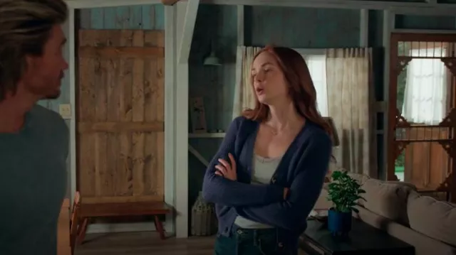 Francesca's Jun And Ivy Blue Buttoned Cardigan Sweater worn by Maggie Sullivan (Morgan Kohan) as seen in Sullivan's Crossing (S03E07)