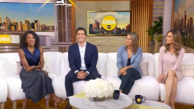 La Petite Robe di Chiara Boni Conjunto de falda de dos piezas usado por Rhiannon Whitson como se vio en Good Morning America el 18 de junio de 2025