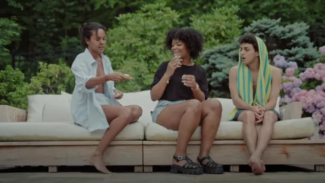 Prada Black Chunky Fisherman Sandals worn by Riley Burruss as seen in Next Gen NYC (S01E03)