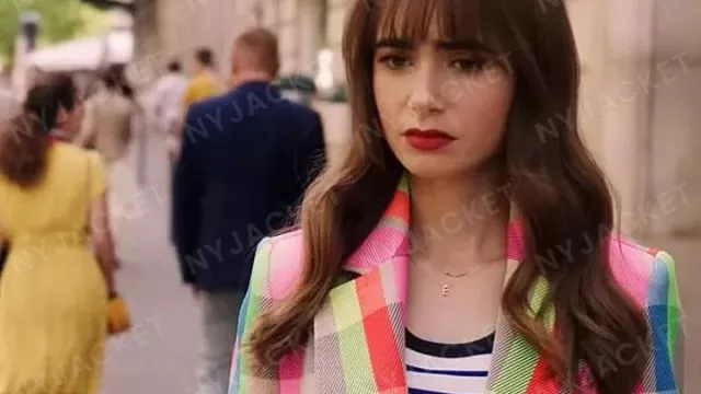 Emily in Paris S03 Lily Collins Multi-Color Blazer of Emily Cooper (Lily Collins) in Emily in Paris (S03E02)