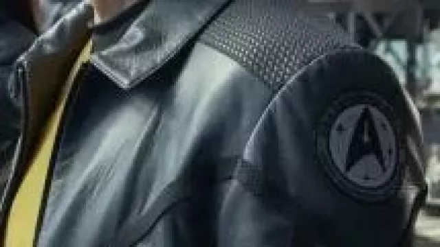 Star Trek Strange New Worlds Anson Mount Leather Jacket worn by Captain Christopher Pike (Anson Mount) in Star Trek: Strange New Worlds