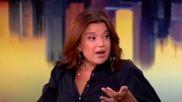 Deepa Gurnani Ilona Earrings worn by Ana Navarro as seen in The View on June 24, 2025